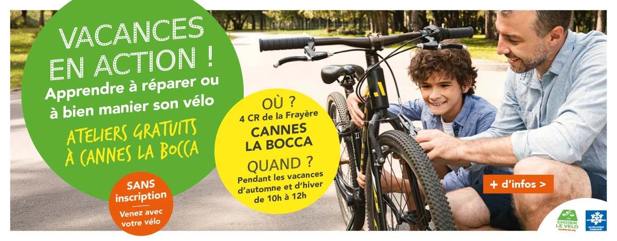 Vacances en action, cycle d'ateliers réparation vélo à Cannes